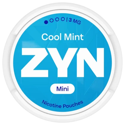 ZYN Cool Mint Mini 3 mg nicotine pouches can, front view of the lid