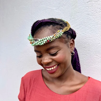 Wamama Wetu handcrafted Kenyan head beads worn as a beaded headband
